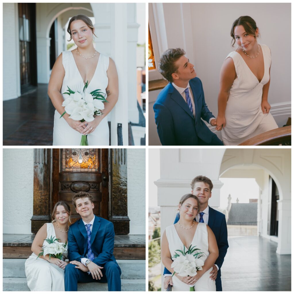 Bride and groom wedding portraits at Taylor Mansion in Newport KY